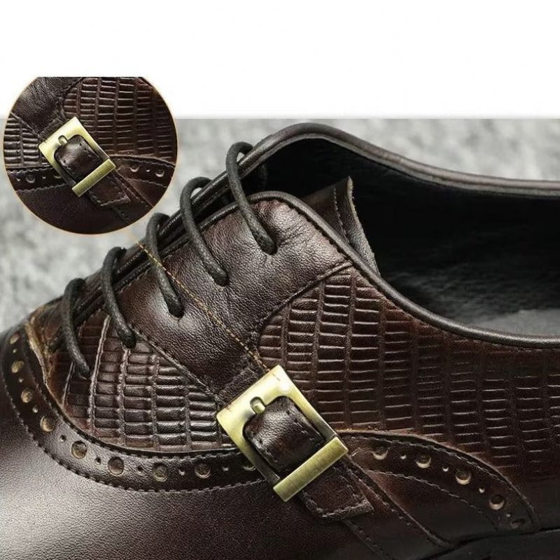 Formelle Herrenschuhe Aus Echtem Leder Elegante Hochzeits-brogue-schuhe - Kaffee