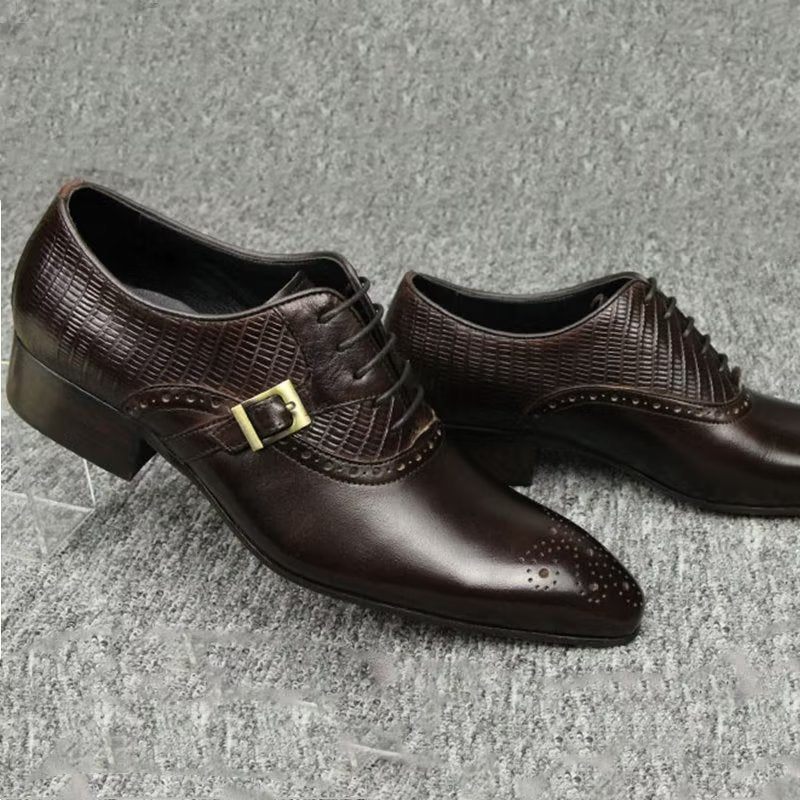 Formelle Herrenschuhe Aus Echtem Leder Elegante Hochzeits-brogue-schuhe - Kaffee