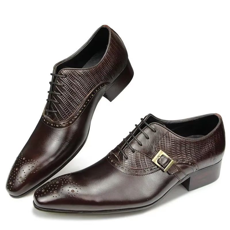 Formelle Herrenschuhe Aus Echtem Leder Elegante Hochzeits-brogue-schuhe - Kaffee