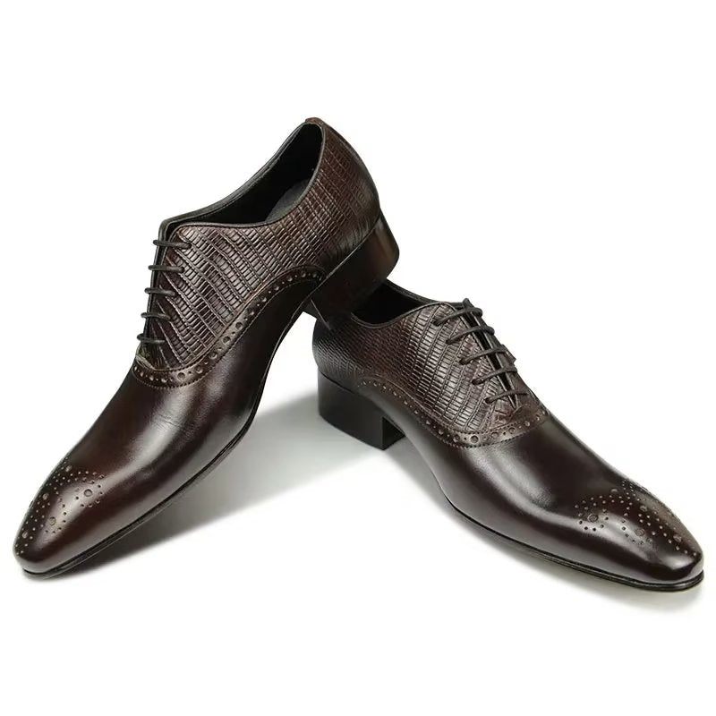 Formelle Herrenschuhe Aus Echtem Leder Elegante Hochzeits-brogue-schuhe - Kaffee