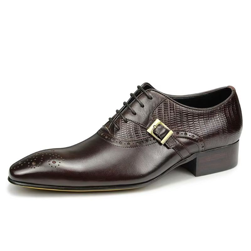 Formelle Herrenschuhe Aus Echtem Leder Elegante Hochzeits-brogue-schuhe - Kaffee