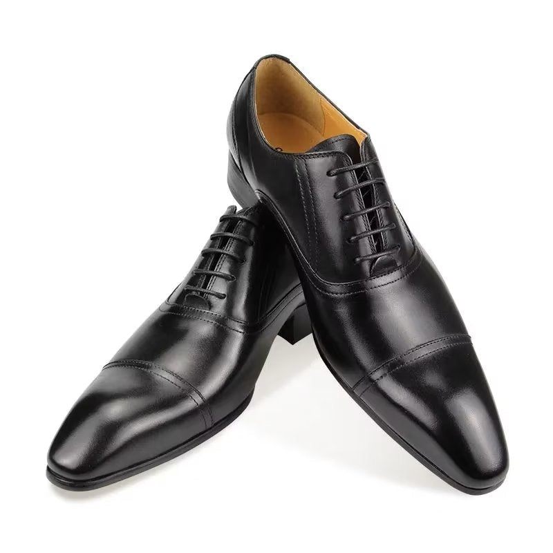 Formelle Herrenschuhe Aus Echtem Leder Elegante Hochzeits-brogues - Schwarz