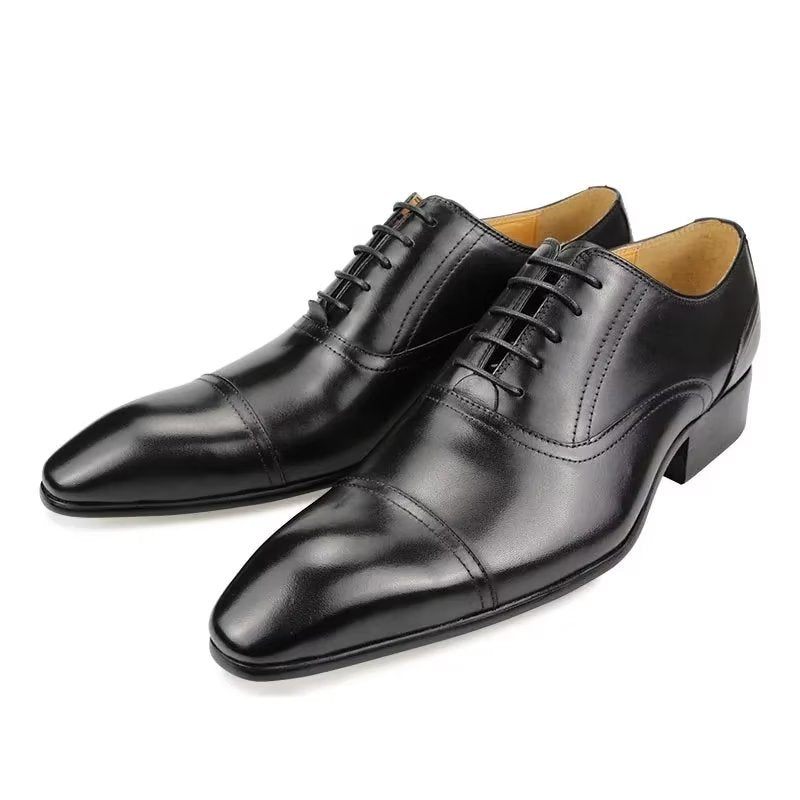 Formelle Herrenschuhe Aus Echtem Leder Elegante Hochzeits-brogues - Schwarz