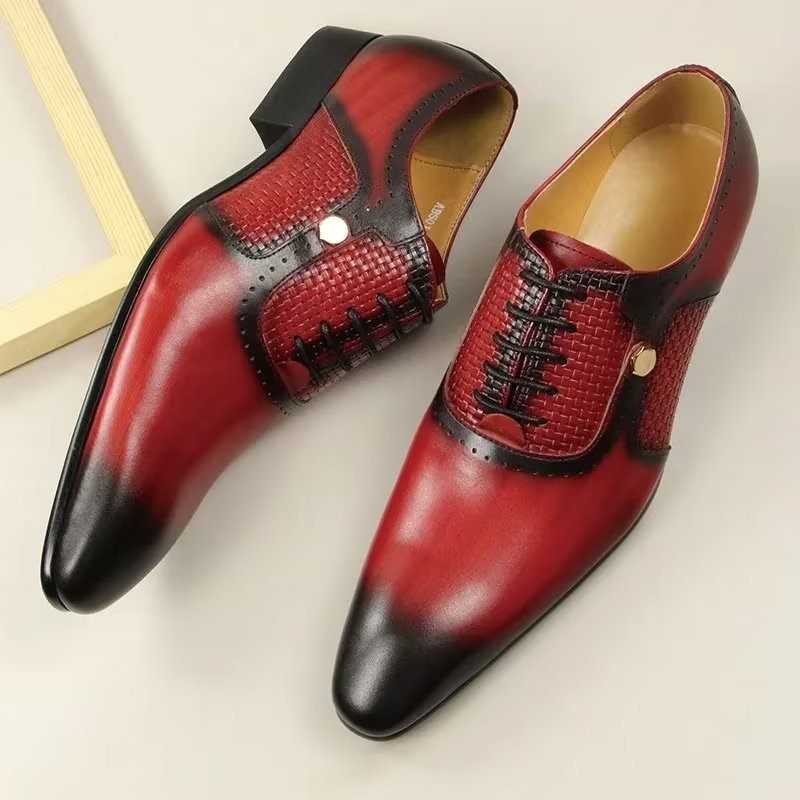 Formelle Herrenschuhe Aus Echtem Leder Elegante Hochzeits-brogues - Rot