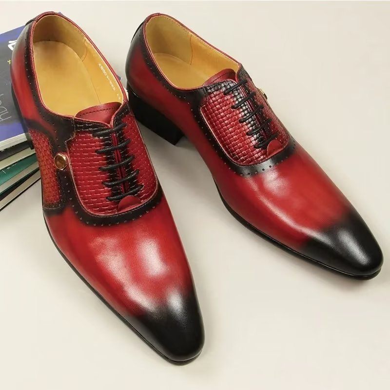 Formelle Herrenschuhe Aus Echtem Leder Elegante Hochzeits-brogues - Rot