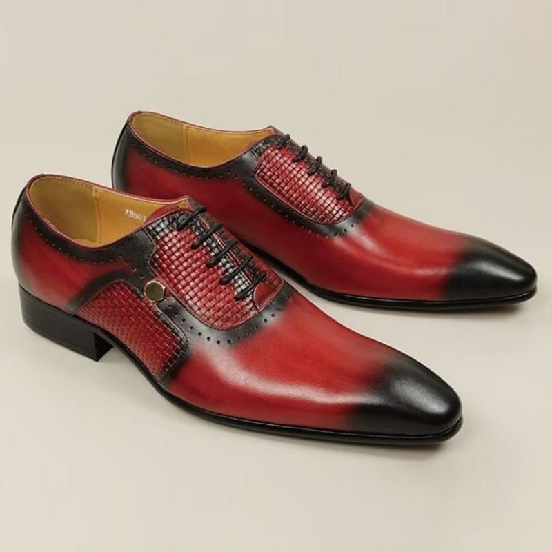 Formelle Herrenschuhe Aus Echtem Leder Elegante Hochzeits-brogues - Rot