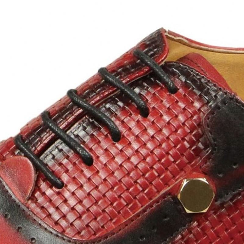 Formelle Herrenschuhe Aus Echtem Leder Elegante Hochzeits-brogues - Rot