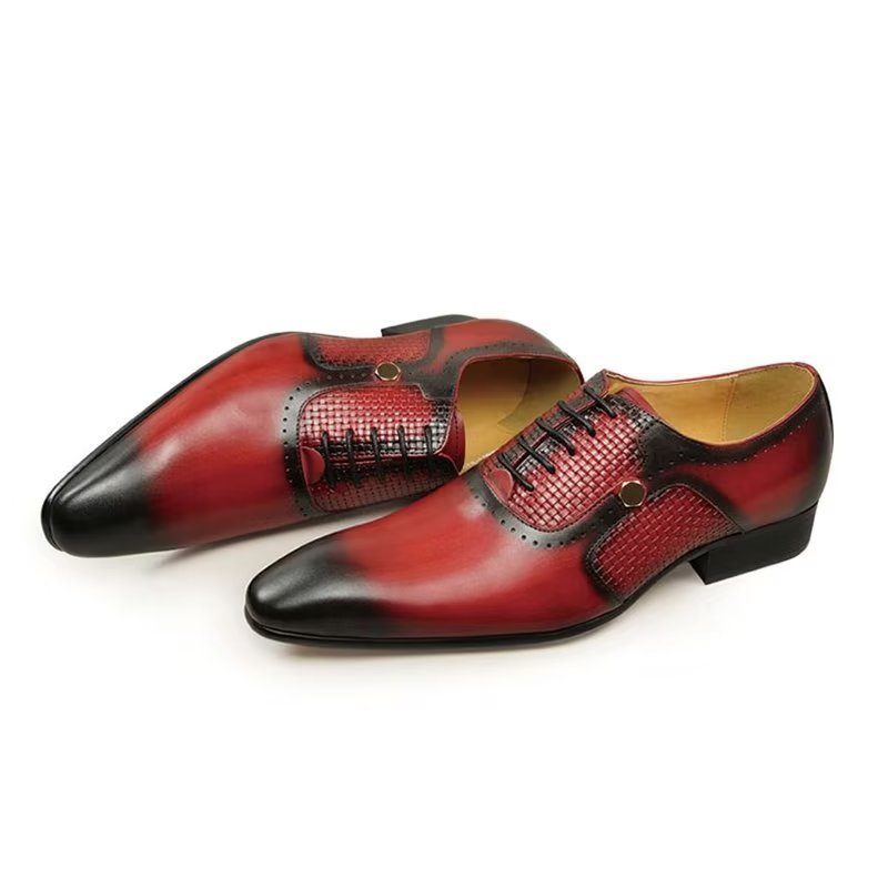 Formelle Herrenschuhe Aus Echtem Leder Elegante Hochzeits-brogues - Rot