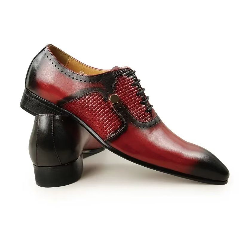 Formelle Herrenschuhe Aus Echtem Leder Elegante Hochzeits-brogues - Rot