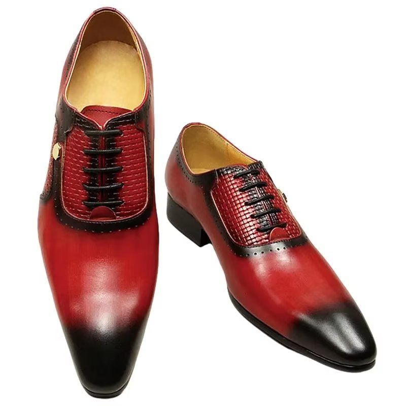 Formelle Herrenschuhe Aus Echtem Leder Elegante Hochzeits-brogues - Rot