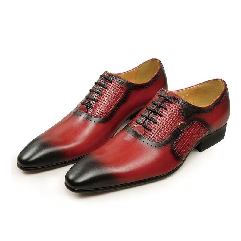 Formelle Herrenschuhe Aus Echtem Leder Elegante Hochzeits-brogues - Rot