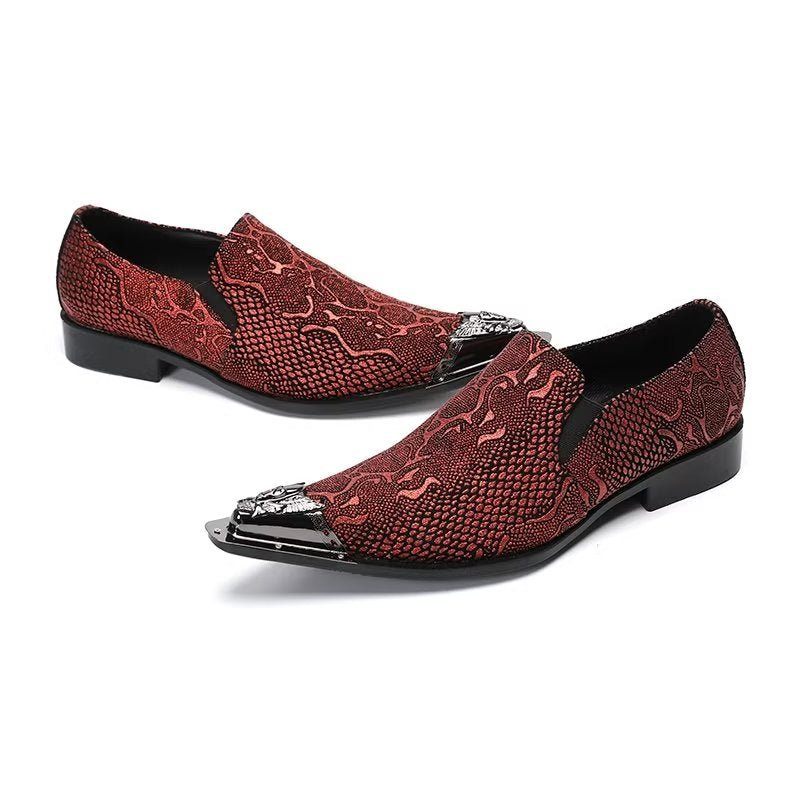 Formelle Herrenschuhe Aus Echtem Leder Elegante Slip-on-kleiderschuhe - Rot