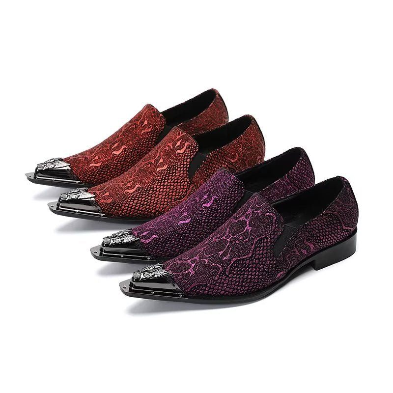 Formelle Herrenschuhe Aus Echtem Leder Elegante Slip-on-kleiderschuhe - Lila