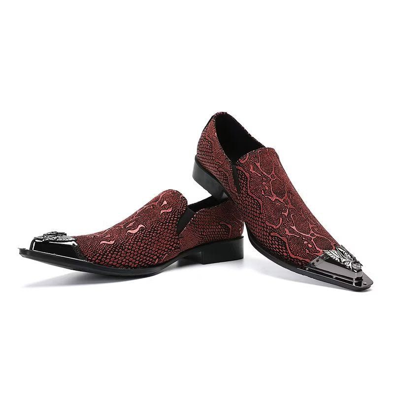 Formelle Herrenschuhe Aus Echtem Leder Elegante Slip-on-kleiderschuhe - Rot