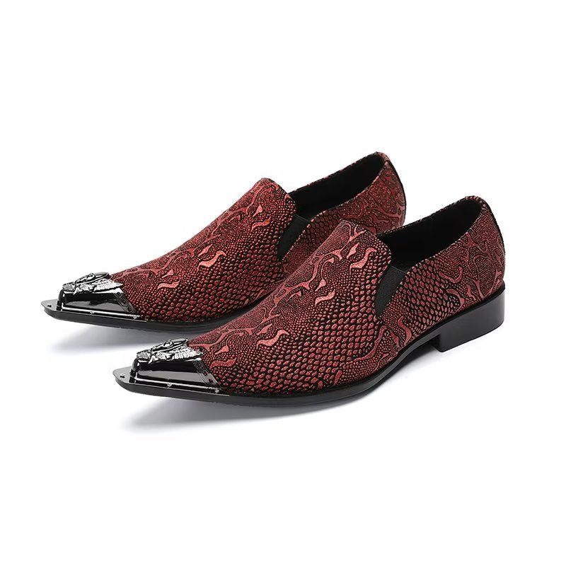 Formelle Herrenschuhe Aus Echtem Leder Elegante Slip-on-kleiderschuhe - Rot