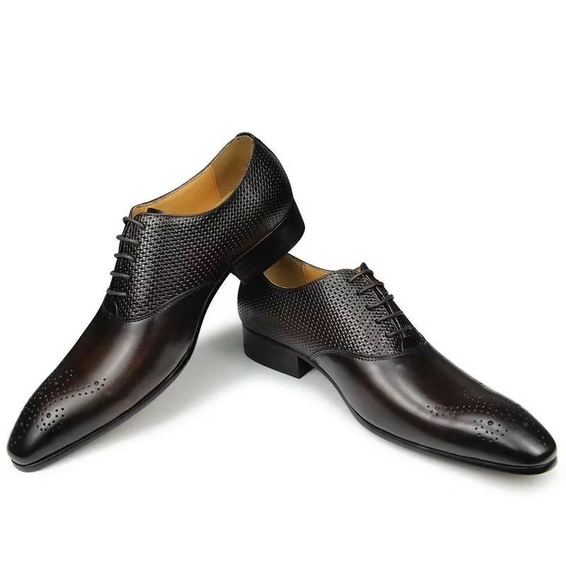 Formelle Herrenschuhe Aus Echtem Leder Schicke Hochzeits-brogue-schuhe - Kaffee