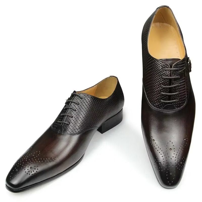 Formelle Herrenschuhe Aus Echtem Leder Schicke Hochzeits-brogue-schuhe - Kaffee