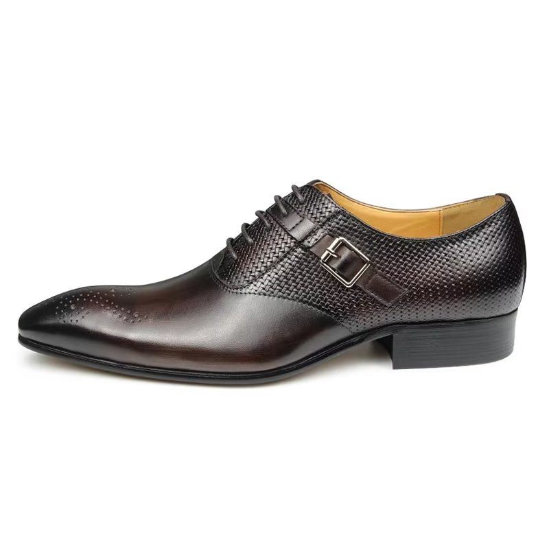 Formelle Herrenschuhe Aus Echtem Leder Schicke Hochzeits-brogue-schuhe - Kaffee