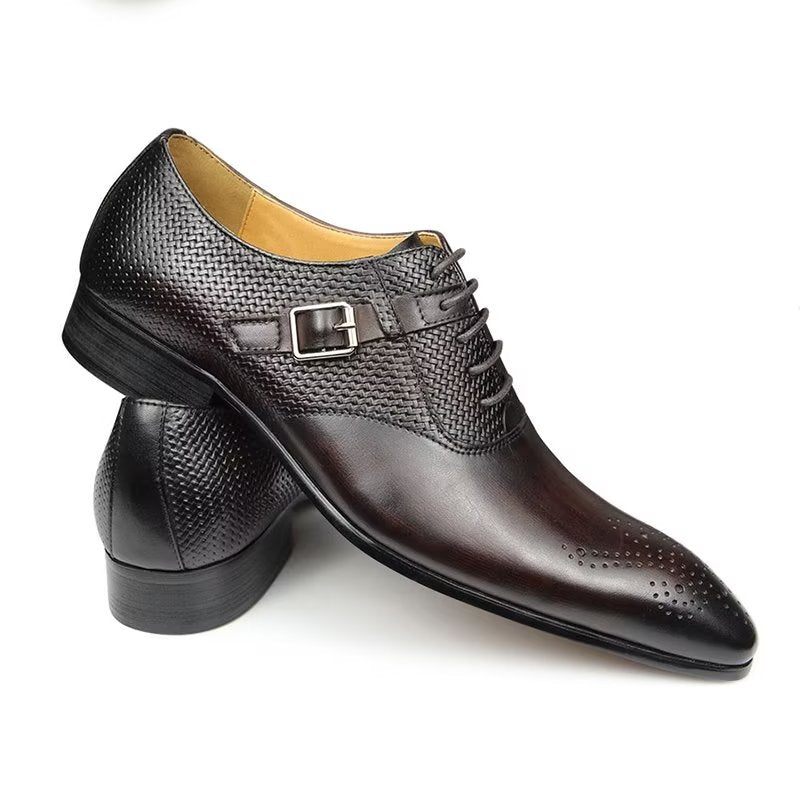 Formelle Herrenschuhe Aus Echtem Leder Schicke Hochzeits-brogue-schuhe - Kaffee