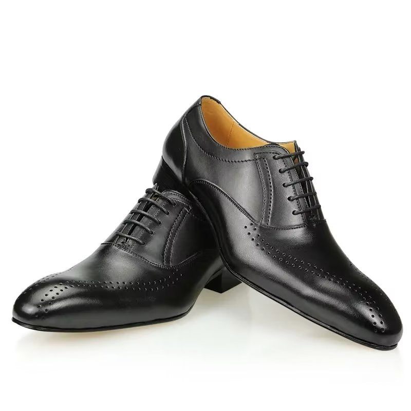 Formelle Herrenschuhe Aus Echtem Leder Schicke Hochzeits-brogues - Schwarz