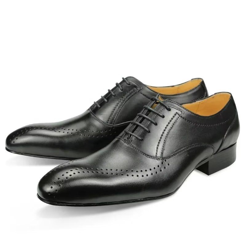 Formelle Herrenschuhe Aus Echtem Leder Schicke Hochzeits-brogues - Schwarz