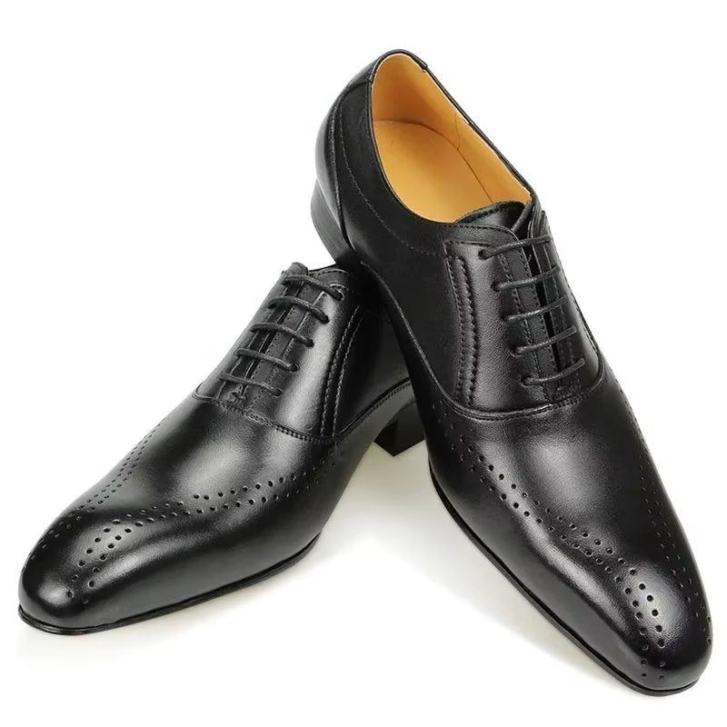 Formelle Herrenschuhe Aus Echtem Leder Schicke Hochzeits-brogues - Schwarz