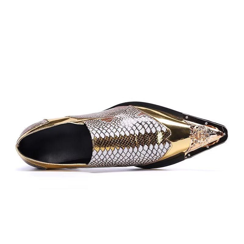 Formelle Herrenschuhe Aus Geprägtem Leder Schicke Slip-on-smart-schuhe - Gold