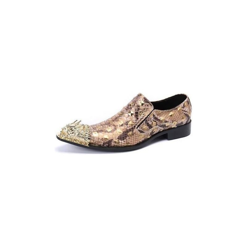 Formelle Herrenschuhe Aus Krokodilleder Elegante Slip-on-schuhe - Gold