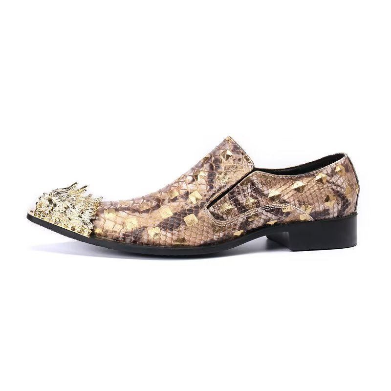 Formelle Herrenschuhe Aus Krokodilleder Elegante Slip-on-schuhe - Gold