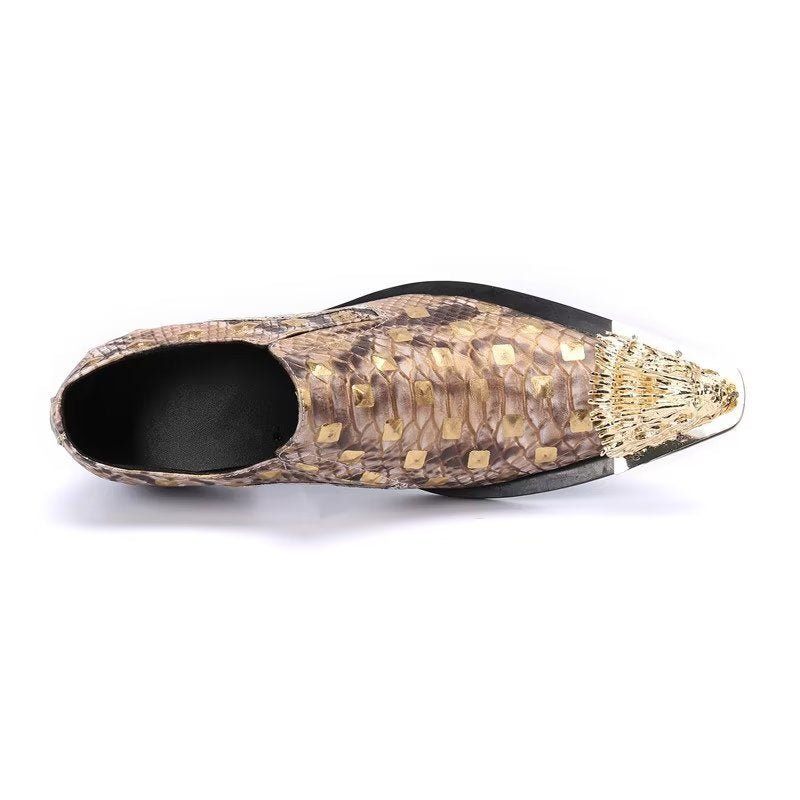 Formelle Herrenschuhe Aus Krokodilleder Elegante Slip-on-schuhe - Gold