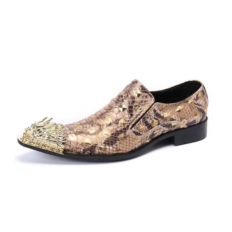 Formelle Herrenschuhe Aus Krokodilleder Elegante Slip-on-schuhe - Gold