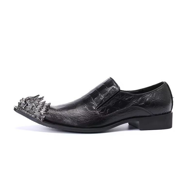 Formelle Herrenschuhe Aus Krokodilleder Elegante Slip-on-schuhe - Schwarz