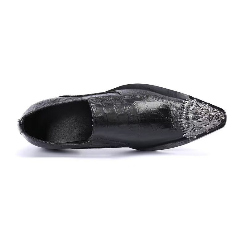 Formelle Herrenschuhe Aus Krokodilleder Elegante Slip-on-schuhe - Schwarz