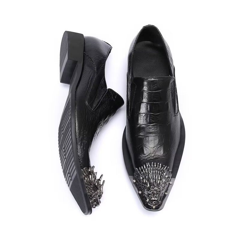 Formelle Herrenschuhe Aus Krokodilleder Elegante Slip-on-schuhe - Schwarz