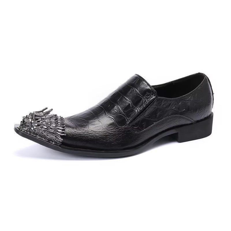 Formelle Herrenschuhe Aus Krokodilleder Elegante Slip-on-schuhe - Schwarz