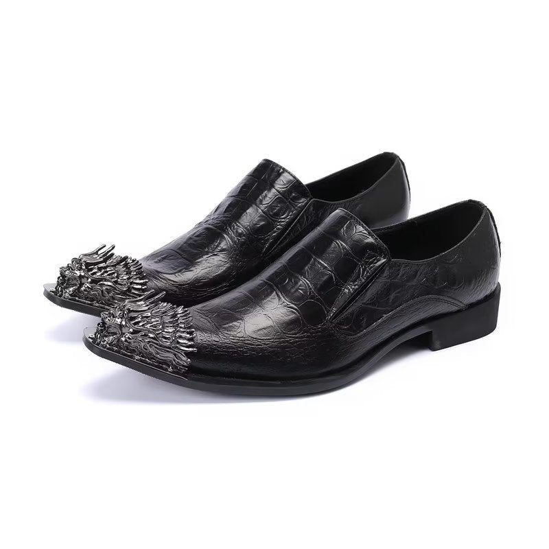 Formelle Herrenschuhe Aus Krokodilleder Elegante Slip-on-schuhe - Schwarz