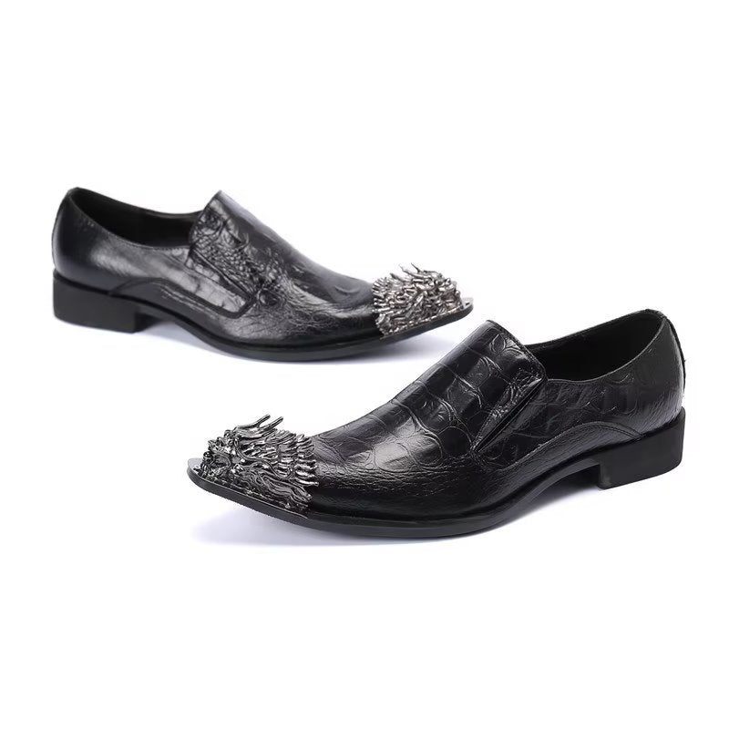 Formelle Herrenschuhe Aus Krokodilleder Elegante Slip-on-schuhe - Schwarz