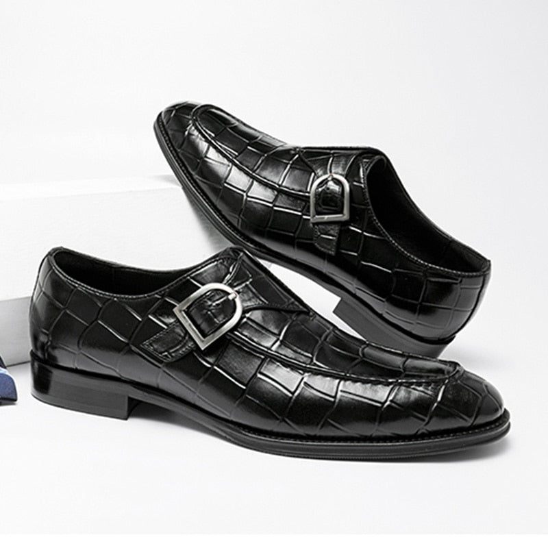 Formelle Herrenschuhe Aus Krokodilleder Elegante Slip-on-schuhe Mit Spitzer Zehenpartie - Schwarz