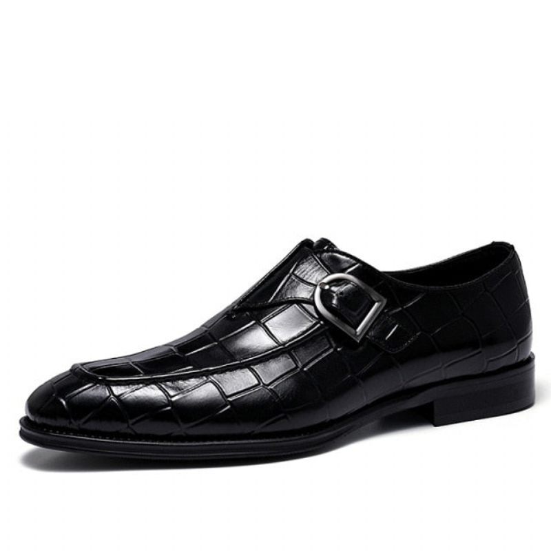 Formelle Herrenschuhe Aus Krokodilleder Elegante Slip-on-schuhe Mit Spitzer Zehenpartie - Schwarz