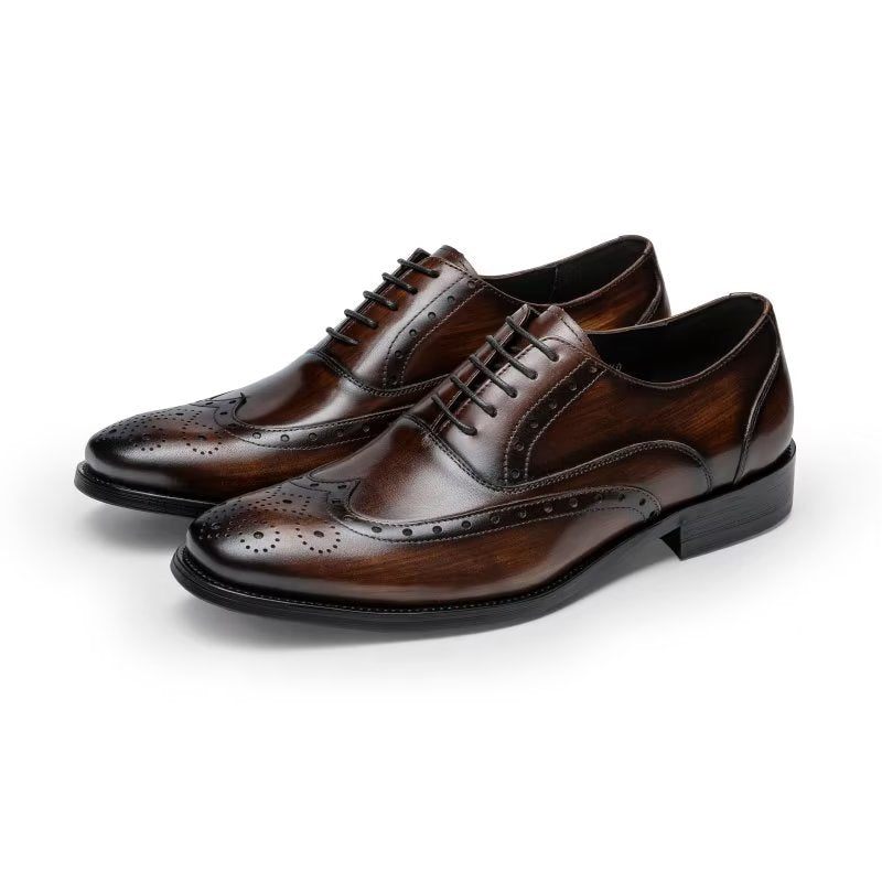 Formelle Herrenschuhe Aus Raffiniertem Poliertem Leder Klassische Oxford-schuhe - Kaffee