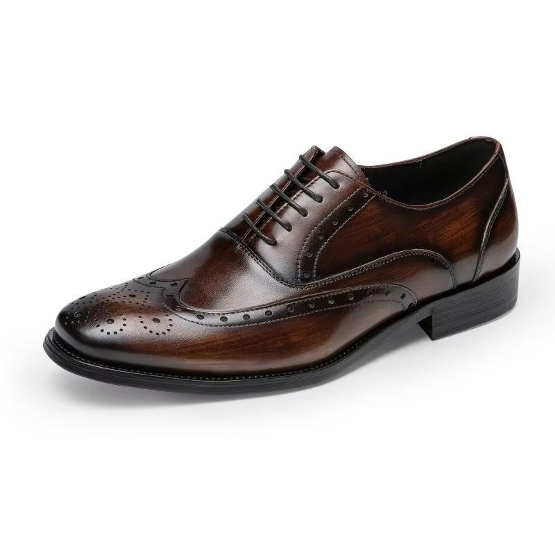 Formelle Herrenschuhe Aus Raffiniertem Poliertem Leder Klassische Oxford-schuhe - Kaffee