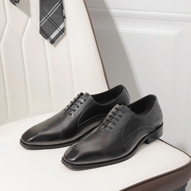 Formelle Herrenschuhe Brogue-schuhe Mit Spitzer Zehenpartie - Schwarz