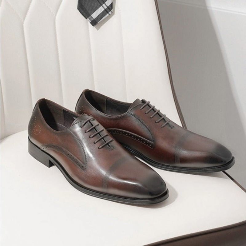 Formelle Herrenschuhe Brogue-schuhe Mit Spitzer Zehenpartie - Kaffee