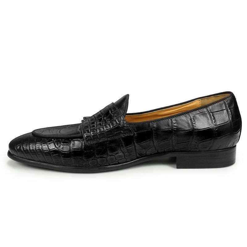 Formelle Herrenschuhe Echtes Leder Krokodil-slip-on-schuhe - Schwarz