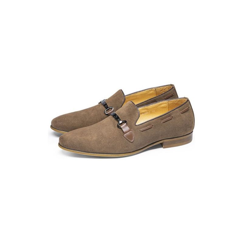 Formelle Herrenschuhe Edle Business-slipper Aus Leder Zum Hineinschlüpfen - Khaki