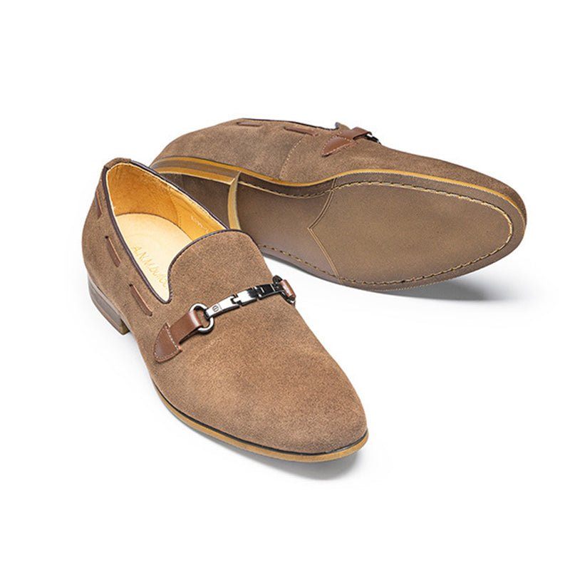 Formelle Herrenschuhe Edle Business-slipper Aus Leder Zum Hineinschlüpfen - Khaki