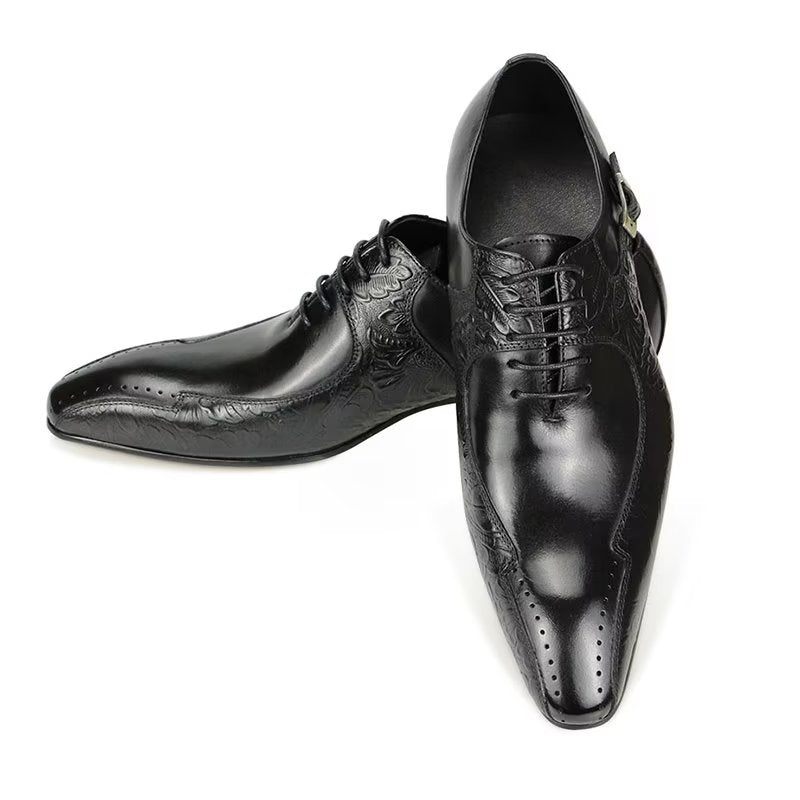 Formelle Herrenschuhe Edle Hochzeits-brogue-schuhe Aus Echtem Leder - Schwarz