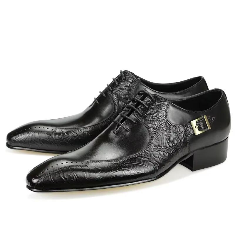 Formelle Herrenschuhe Edle Hochzeits-brogue-schuhe Aus Echtem Leder - Schwarz