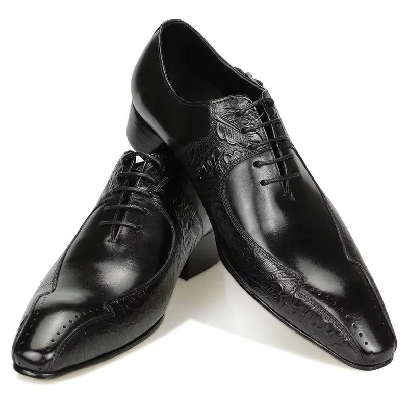 Formelle Herrenschuhe Edle Hochzeits-brogue-schuhe Aus Echtem Leder - Schwarz