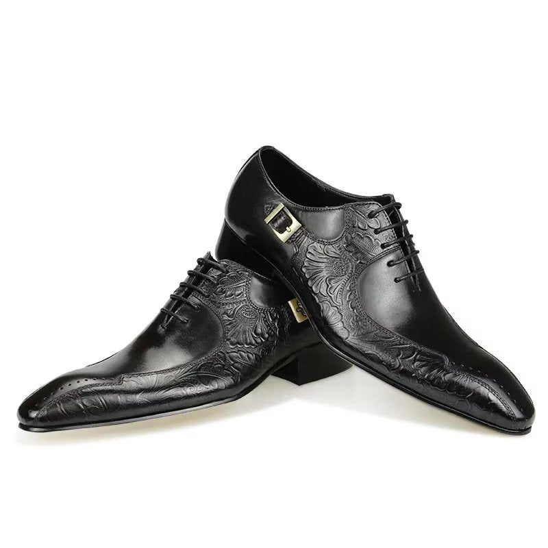 Formelle Herrenschuhe Edle Hochzeits-brogue-schuhe Aus Echtem Leder - Schwarz